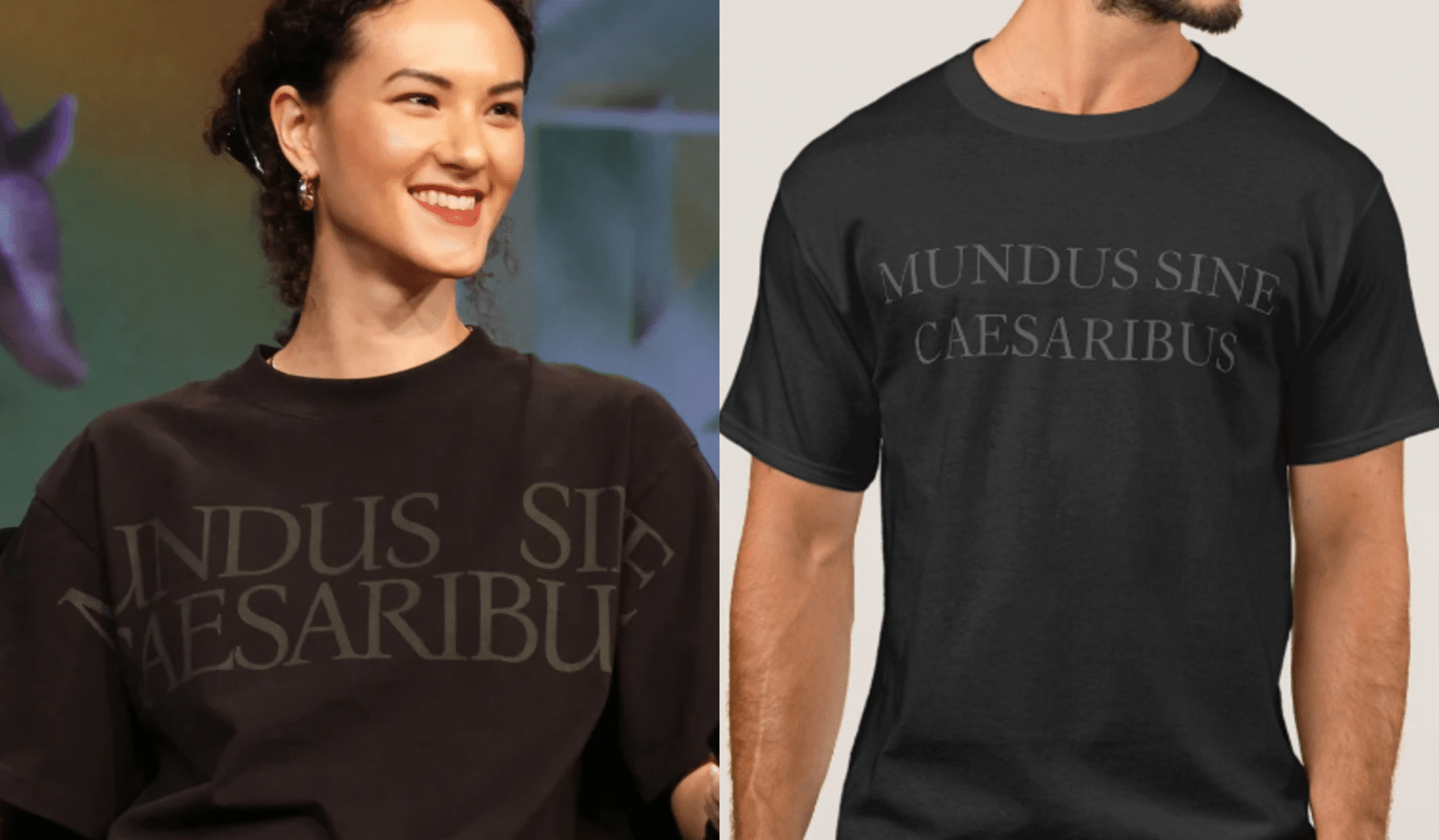 Mundus sine Caesaribus t-shirt: menaing and where to buy online