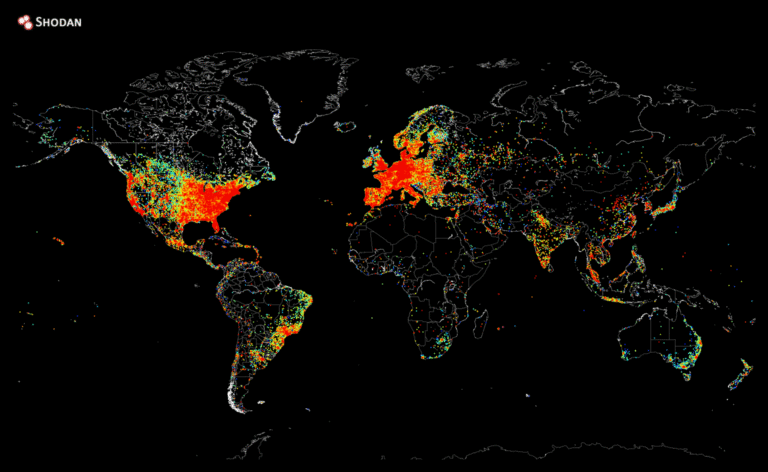 Este é um mapa de todos os dispositivos conectados à internet pelo mundo em 2014