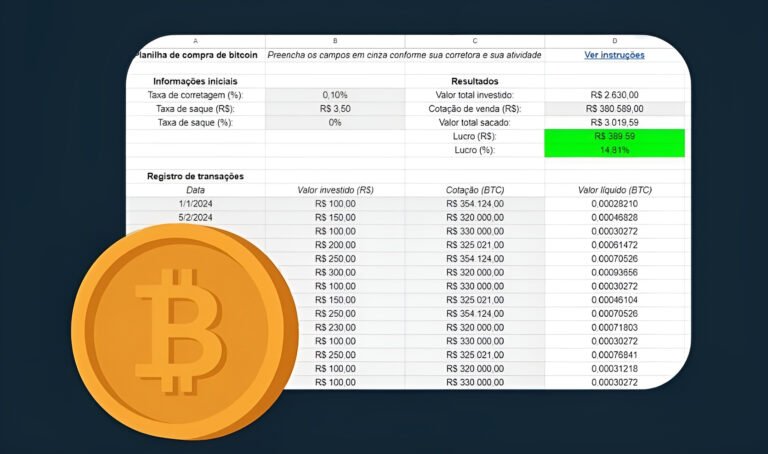 Planilha para controle de criptomoedas, como Bitcoin