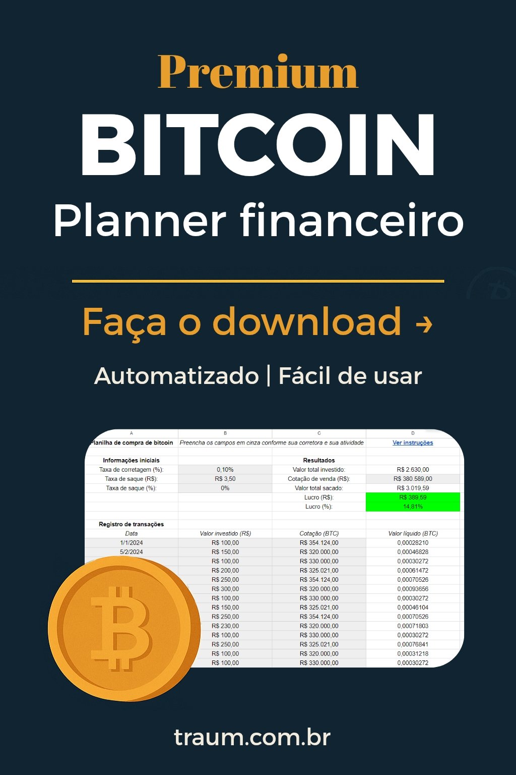 Planilha de Bitcoin para download