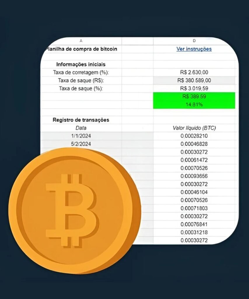 Planilha para controle de Bitcoin - finanças pessoais